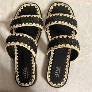 a.n.a Black and Tan Women's Sandals